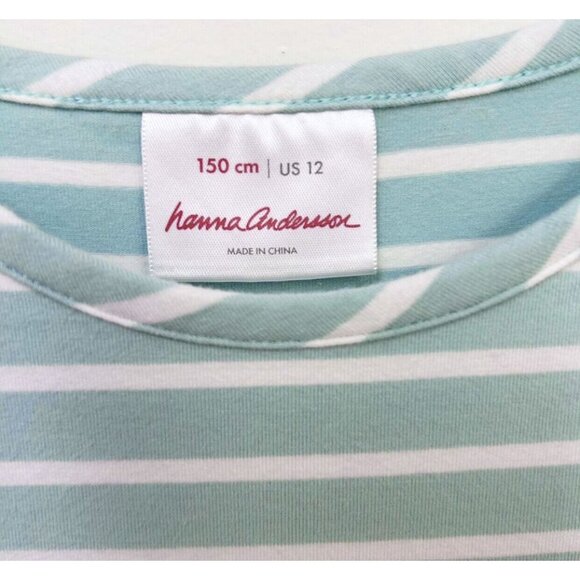 HA Light Blue Stripes Tee Style Red Tiered Ruffles Skirt Dress Size 150 (12) - Picture 2 of 4